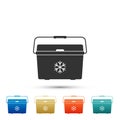 Cooler bag icon isolated on white background. Portable freezer bag. Handheld refrigerator. Set elements in colored icons Royalty Free Stock Photo