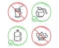 Cooler bottle, Cocktail and Coffeepot icons set. Espresso cream sign. Vector