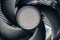 Cooler fan for computer CPU unit close-up on black Royalty Free Stock Photo