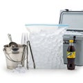 The cooler is gray and rectangular, suitable for outdoor or picnic use Royalty Free Stock Photo