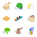 Coolest place icons set, isometric style