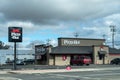 Pizza Hut chain restaurant, exterior view and sign Royalty Free Stock Photo