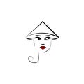 Coolie hat, girl icon. Element of beautiful girl in a hat icon for mobile concept and web apps. Thin lin Coolie hat, girl icon can