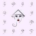 Coolie hat, girl icon. Hat, girl icons universal set for web and mobile