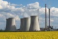 Coolin tower and chimney of coal power plant Royalty Free Stock Photo