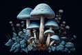 Cooling Blue mushroom illustration. Generate Ai
