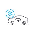 Cooling car system vector thin line stroke icon. Cooling car system outline illustration, linear sign, symbol concept. Royalty Free Stock Photo