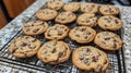 Cooling Chocolate Chip Cookies Kitchen Baking Wire Rack Royalty Free Stock Photo