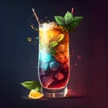 Cooling cocktail with ice and mint Royalty Free Stock Photo