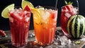 Cooling Delights Raise a Glass to National Watermelon Day with Watermelon Shaped Ice Cubes.AI Generated