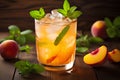 Cooling Down with a Minty Summer Peach Cocktail Royalty Free Stock Photo