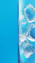 Cooling drink concept Ice cubes in a glass on blue Royalty Free Stock Photo