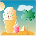 Cooling drinks and ice cream in hot summer Royalty Free Stock Photo