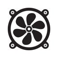 Cooling fan icons. Cool fans vector symbols, electrical air industry signs, electric wind climate industrial propellers with blade