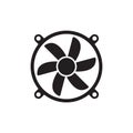 Cooling fan icons. Cool fans vector symbols, electrical air industry signs, electric wind climate industrial propellers with blade
