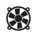 Cooling fan icons. Cool fans vector symbols, electrical air industry signs, electric wind climate industrial propellers with blade