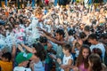 Cooling foam shower on the holiday of Ivan Kupala