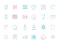 Cooling icons. Heating home conditioning symbols ventilation service vector colored thin pictures