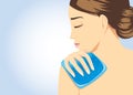 Cooling pack gel on shoulder area for relief of pain. Royalty Free Stock Photo