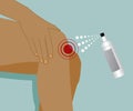 Cooling spray healing muscle Injury knee, Illustration drawing Royalty Free Stock Photo