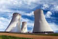 Cooling tower with clouds, nuclear power plant Royalty Free Stock Photo