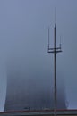 Cooling tower in the fog