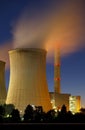 Brown Coal Power Station At Night Royalty Free Stock Photo