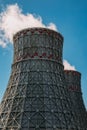 Cooling tower of nuclear power plant against blue sky Royalty Free Stock Photo