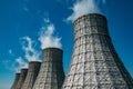 Cooling tower of nuclear power plant against blue sky Royalty Free Stock Photo