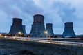 Cooling tower of nuclear power plant at night Royalty Free Stock Photo