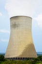 The cooling tower of a nuclear power plant releasing vapor