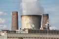 Cooling tower and smokestack coal fired power plant in Germany Royalty Free Stock Photo