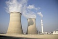 Cooling towers of nuclear power plant electrical energy Royalty Free Stock Photo