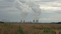 Cooling towers of a nuclear power plant. Nuclear power station Dukovany. Vysocina region, Czech republic, Europe