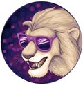 Cool lion with sunglasses on