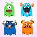 Cute cartoon Monsters. Set of cartoon monsters Royalty Free Stock Photo