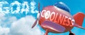 Coolness helps achieve a goal - pictured as word Coolness in clouds, to symbolize that Coolness can help achieving goal in life