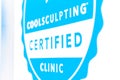 Coolsculpting certified badge decal displayed at a beauty laser clinic offereing cryolipolysis
