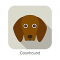 Coonhound dog character, dog breed cartoon image series