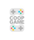 Coop game logo. Cooperative game sign. Video game icon for two joysticks. Play together together