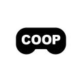 Coop game logo. Cooperative game sign. Video game icon for two joysticks. Play together together