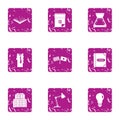 Coop icons set, grunge style Royalty Free Stock Photo