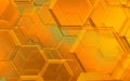 Cooper glass hexagons in geometric background Royalty Free Stock Photo