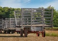 Cooper's Hawk (Accipiter cooperii) Sits on Empty Hay Wagon