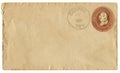 Cooper, Texas, The USA - 7 May 1886: US historical envelope: cover with brown embossed imprinted stamp, two cents George Washingt