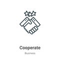 Cooperate outline vector icon. Thin line black cooperate icon, flat vector simple element illustration from editable business