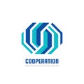 Cooperation - abstract business logo design. Development strategy sign. Design element. Vector illustration.