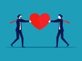 Cooperation. A businessman connects the heart puzzle. business concept