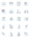 Cooperation collaboration linear icons set. Teamwork, Synergy, Unity, Partnership, Cohesion, Alliance, Coordination line