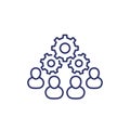 cooperation and combined effort line icon on white